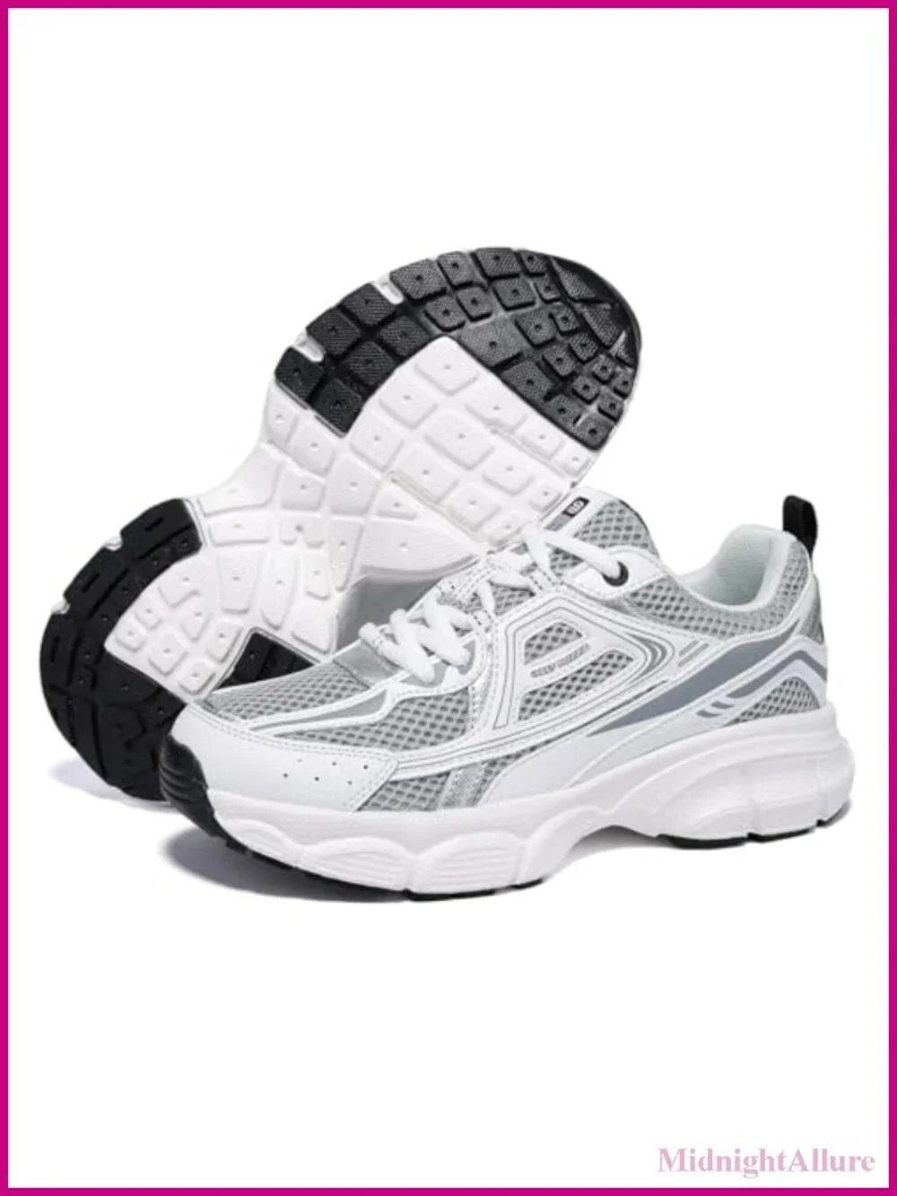Women's Chunky Fashion Sneakers Breathable Mesh Lace-Up Athletic Shoes